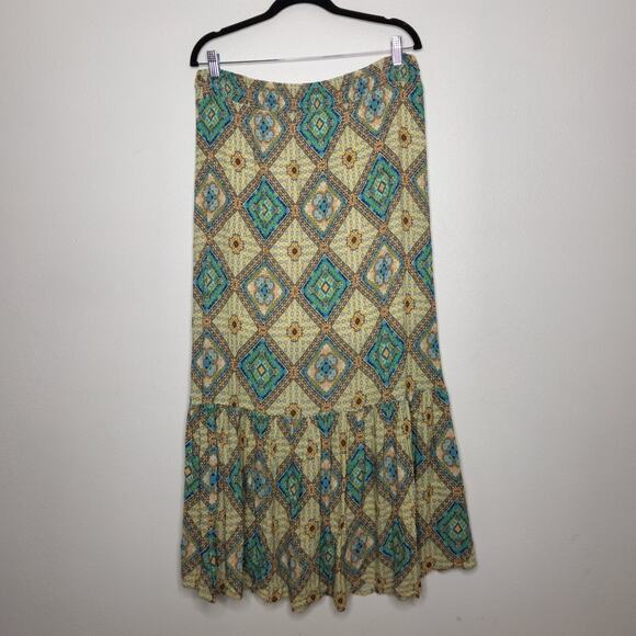 Y2k Skies are Blue Curvy Rayon Boho Maxi Skirt Elastic Stretch Fairy Whimsy 1x - Picture 5 of 6